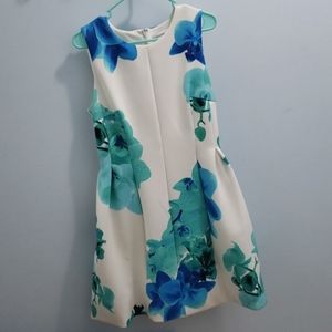 calvin klein blue and white floral dress
